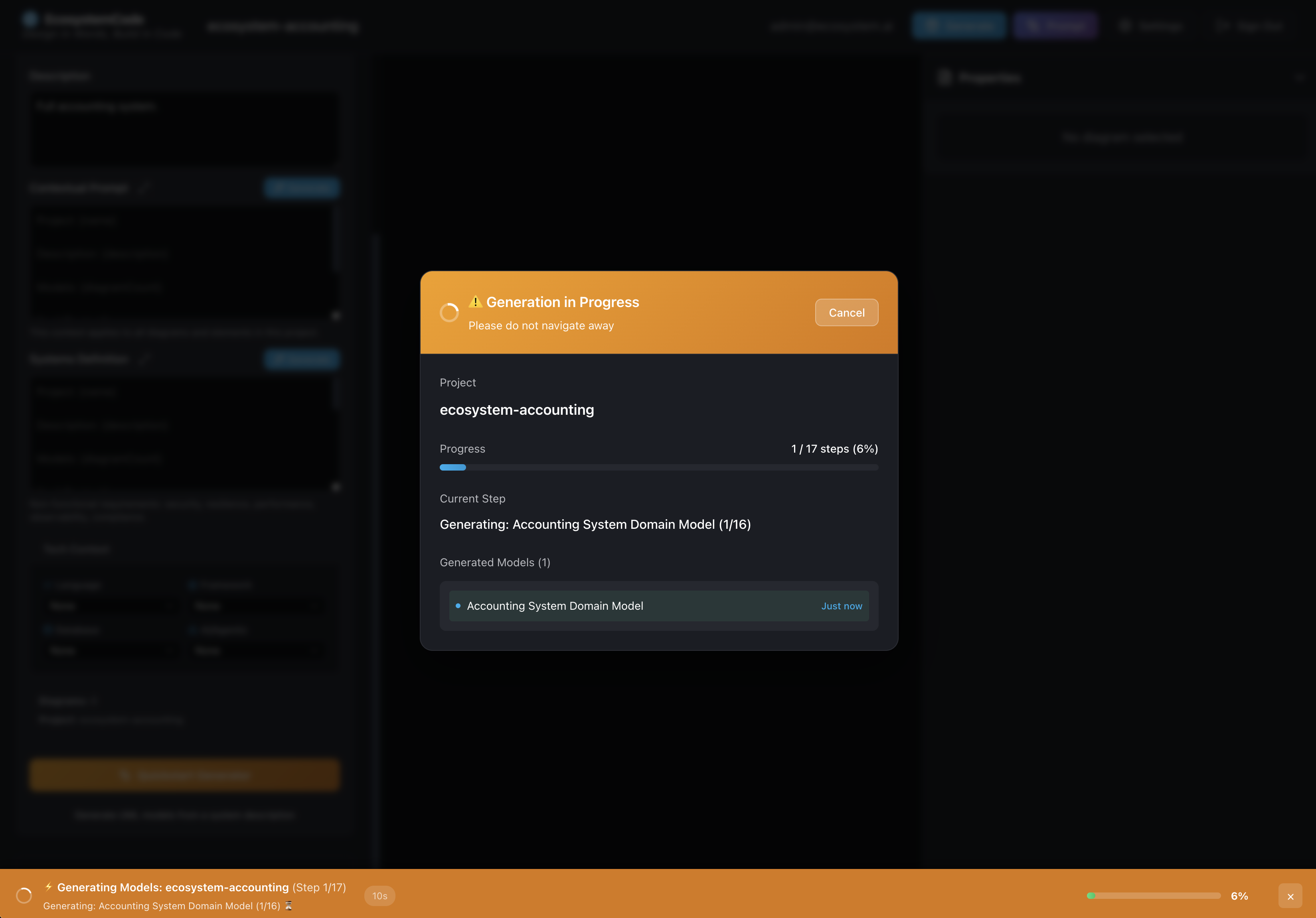 Real-time Code Generation Progress - Live status tracking of file creation, dependency resolution, and build processes