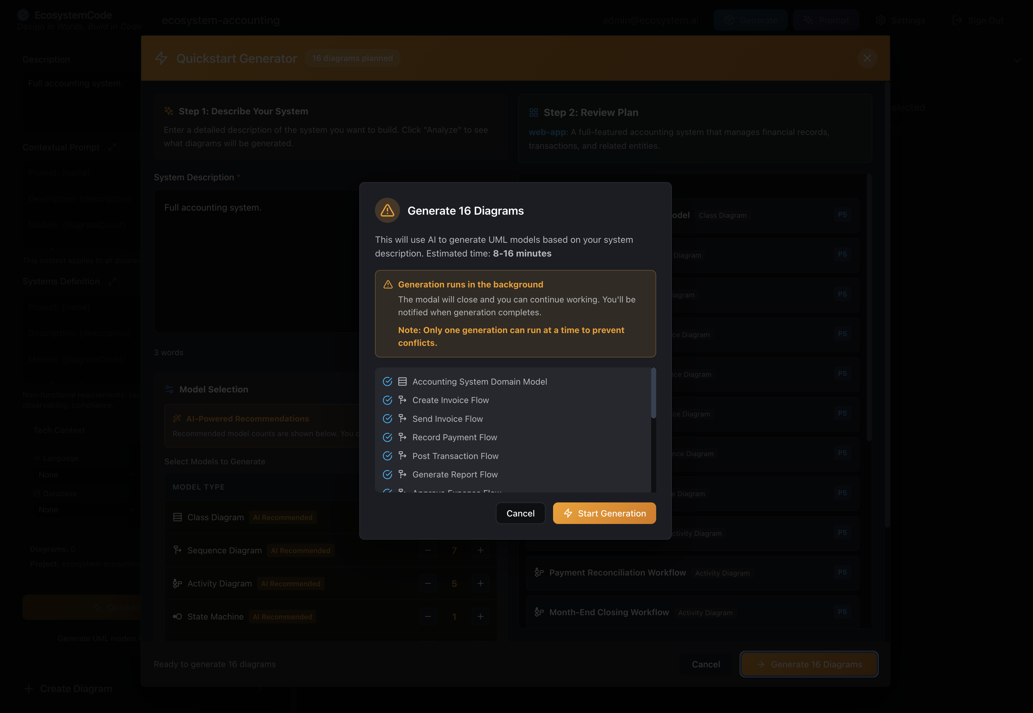 Generation process showing background generation in progress